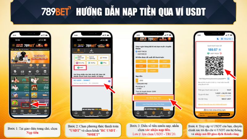 Hướng dẫn gửi tiền vào nhà cái 789BET qua USDT