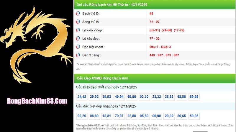 Soi cầu tại rồng bạch kim 88 có tỉ lệ trúng cao
